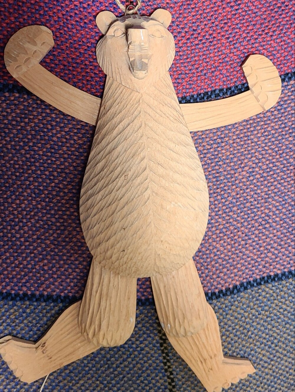Vintage Hand-Carved Wooden Jumping Jack Hambelmann Bear Pull-toy Ornament